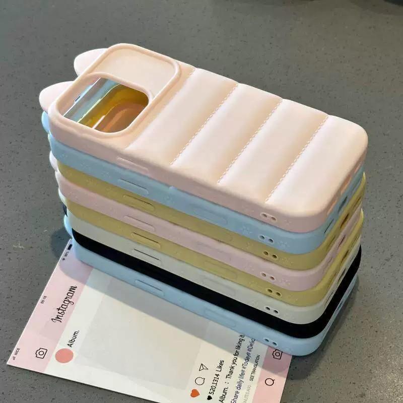 For iPhone Air Cute 3D Cat Ear Silicone Shockproof Phone Case - White - EDA009698304D