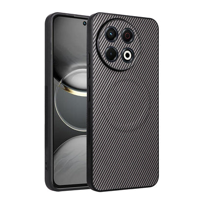 For Tecno Spark 30 Pro 4G Precise Cutout Carbon Fiber Texture Vegan Leather Phone Case - Grey - EDA009698802C