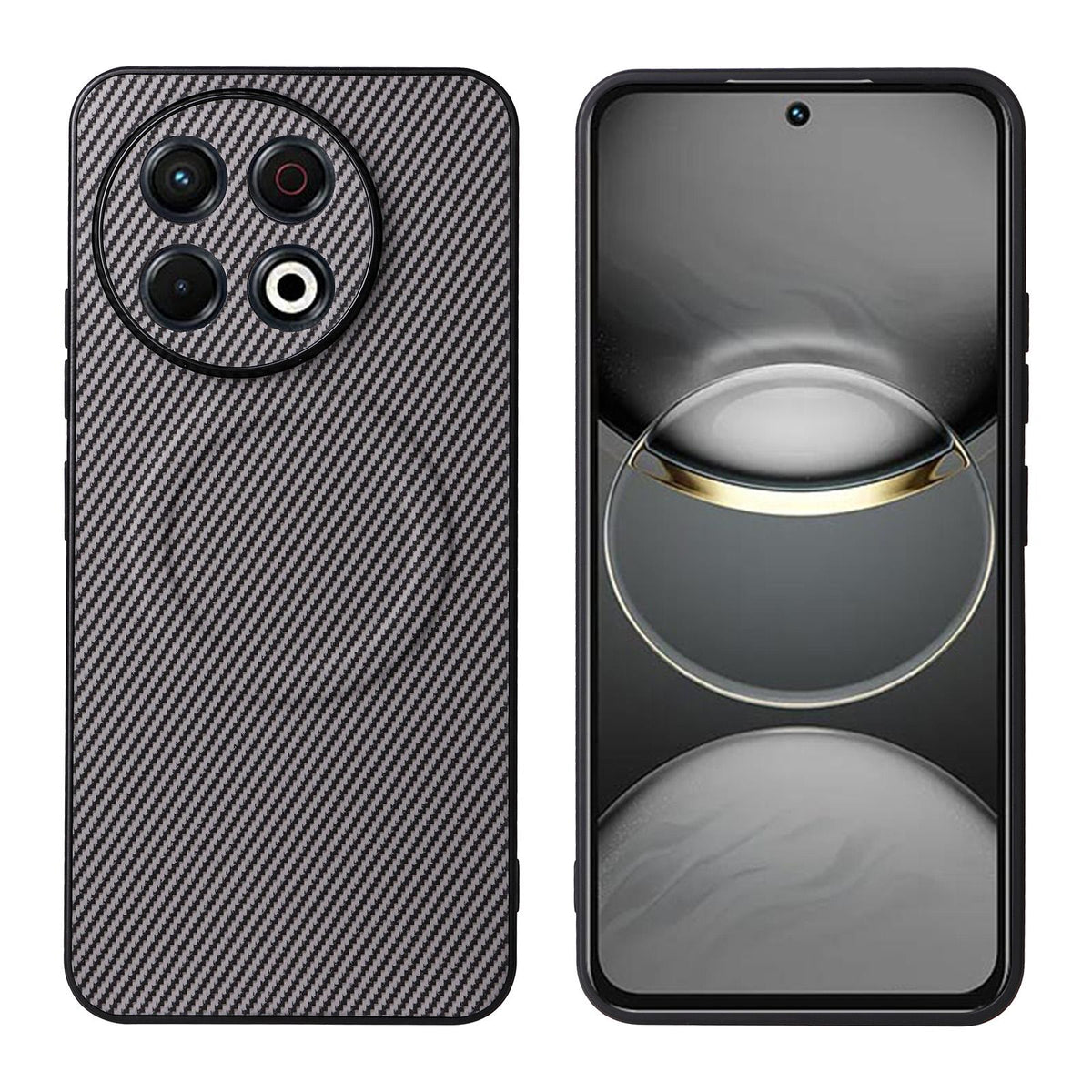 For Tecno Spark 30 Pro 4G Precise Cutout Carbon Fiber Texture Vegan Leather Phone Case - Grey - EDA009698802C