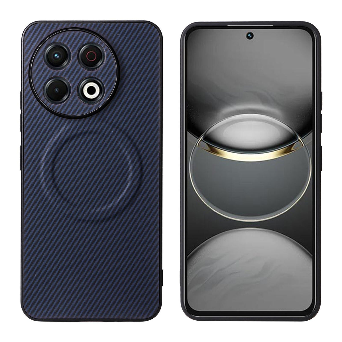 For Tecno Spark 30 Pro 4G Precise Cutout Carbon Fiber Texture Vegan Leather Phone Case - Blue - EDA009698802D