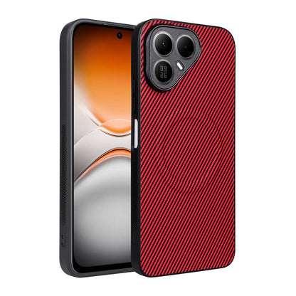 For Tecno Pova 8 5G Precise Cutout Carbon Fiber Texture Vegan Leather Phone Case - Red - EDA009698809B