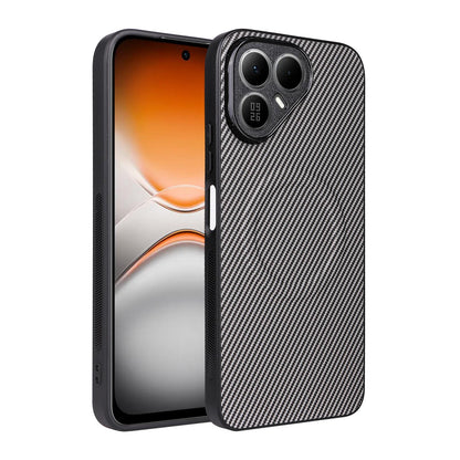 For Tecno Pova 8 5G Precise Cutout Carbon Fiber Texture Vegan Leather Phone Case - Grey - EDA009698809C