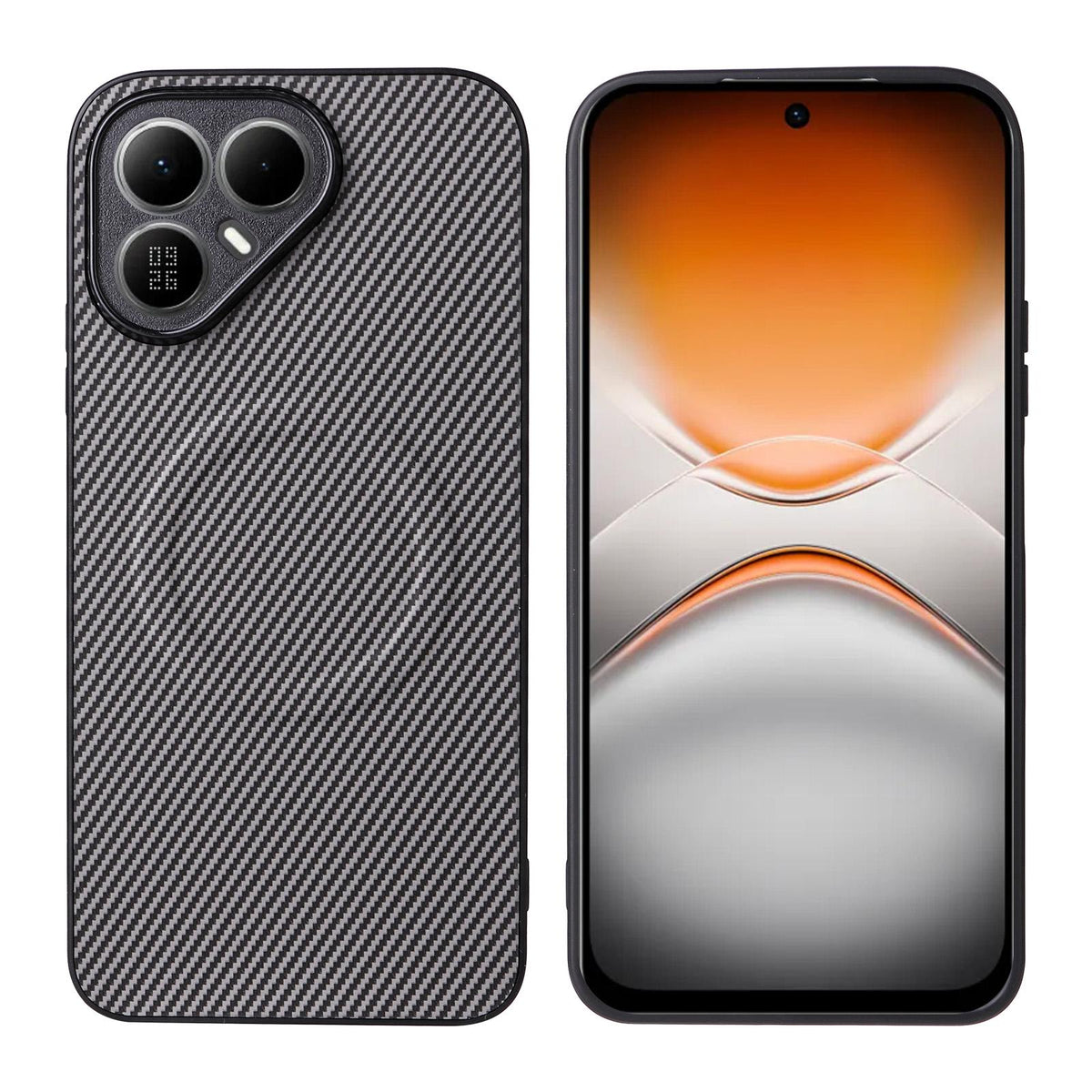 For Tecno Pova 8 5G Precise Cutout Carbon Fiber Texture Vegan Leather Phone Case - Grey - EDA009698809C