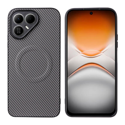 For Tecno Pova 8 5G Precise Cutout Carbon Fiber Texture Vegan Leather Phone Case - Grey - EDA009698809C