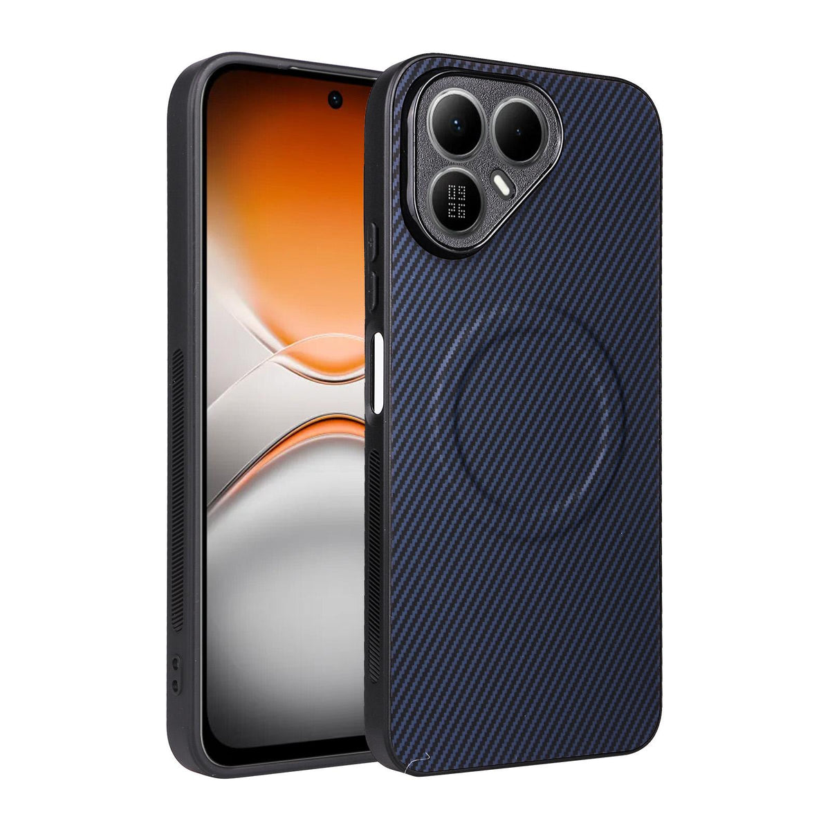 For Tecno Pova 8 5G Precise Cutout Carbon Fiber Texture Vegan Leather Phone Case - Blue - EDA009698809D