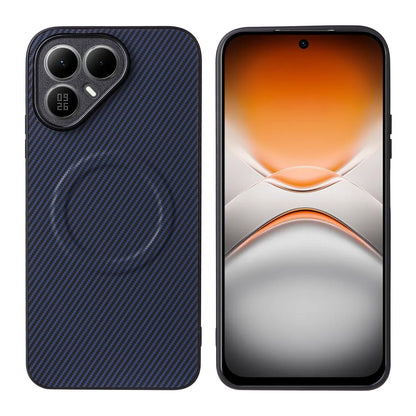 For Tecno Pova 8 5G Precise Cutout Carbon Fiber Texture Vegan Leather Phone Case - Blue - EDA009698809D
