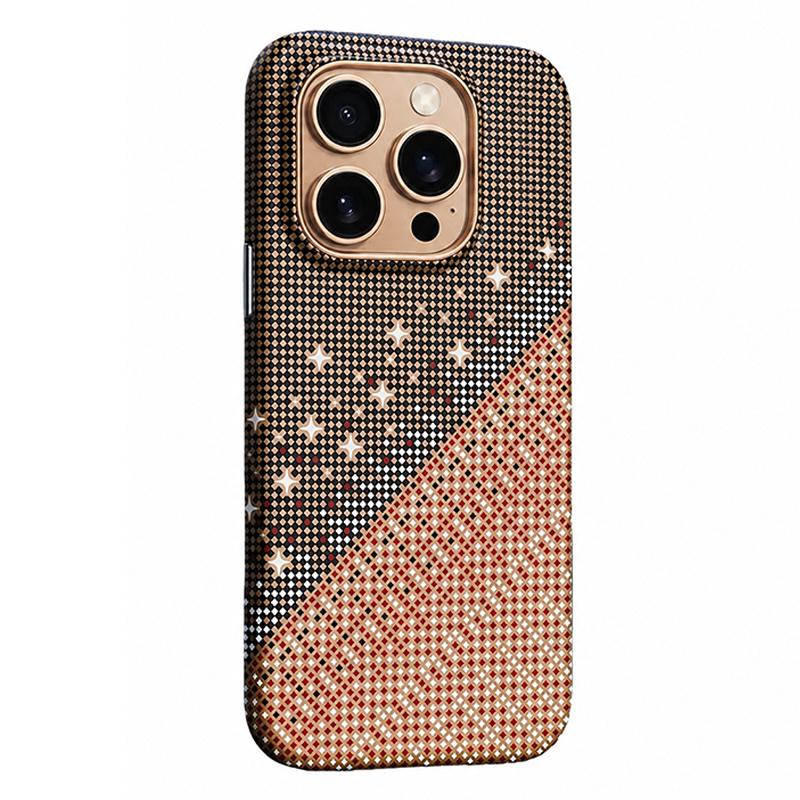 For iPhone 16 Pro Max Asterism Pattern TPU Magnetic Phone Case - Orange - EDA009699604A