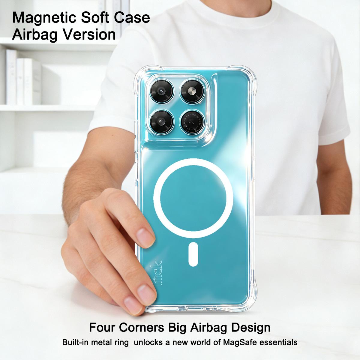 For Motorola Moto G37 Power 5G imak Magnetic Shockproof Airbag TPU Phone Case - Transparent - EDA009699903A