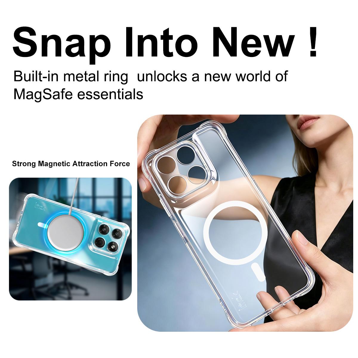 For Motorola Moto G37 Power 5G imak Magnetic Shockproof Airbag TPU Phone Case - Transparent - EDA009699903A