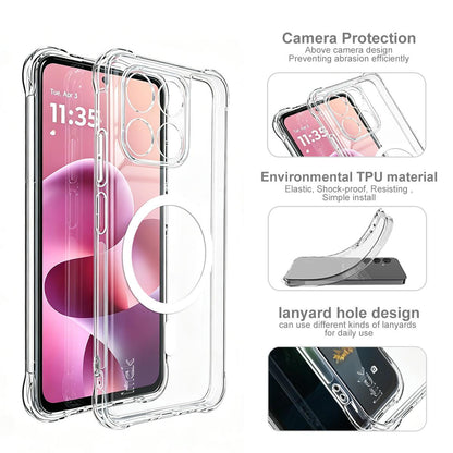 For Motorola Moto G37 Power 5G imak Magnetic Shockproof Airbag TPU Phone Case - Transparent - EDA009699903A