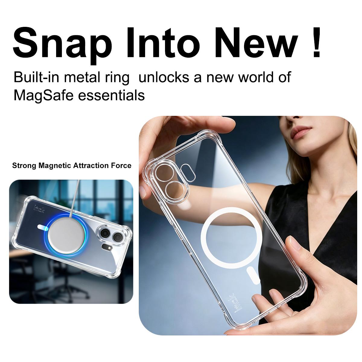 For TCL NxtPaper 70 Pro 5G imak Magnetic Shockproof Airbag TPU Phone Case - Transparent - EDA009700201A