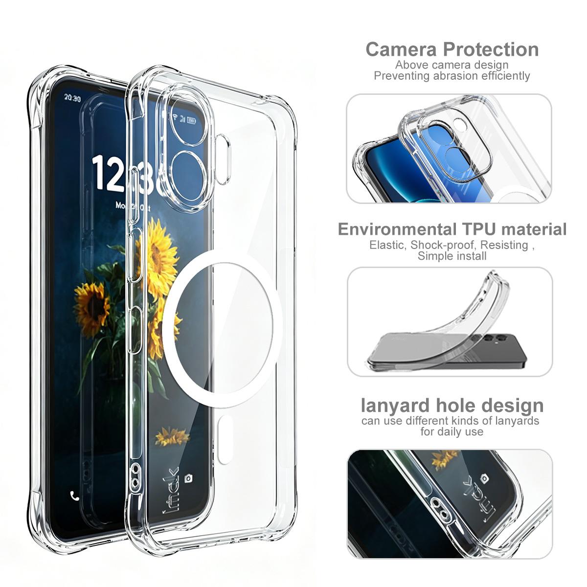 For TCL NxtPaper 70 Pro 5G imak Magnetic Shockproof Airbag TPU Phone Case - Transparent - EDA009700201A