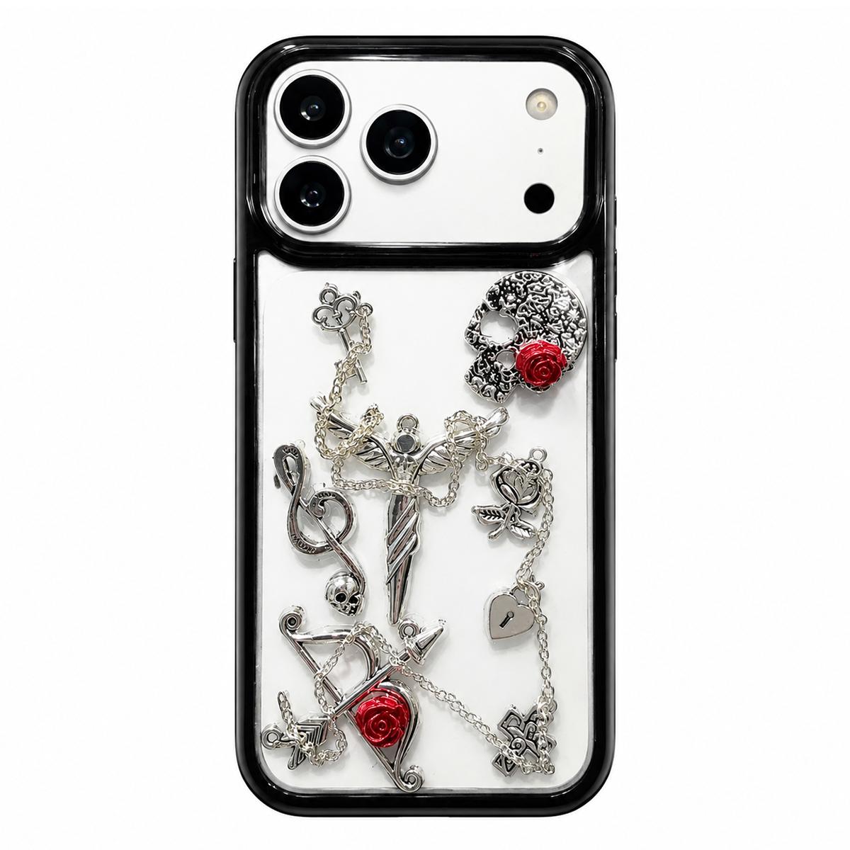 For iPhone 17 Pro Max Skull Rose Pattern Shockproof PC Phone Case - Default - EDA009700601