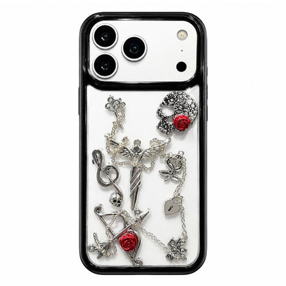 For iPhone 17 Pro Skull Rose Pattern Shockproof PC Phone Case - Default - EDA009700602