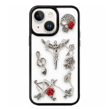 For iPhone 14 Plus Skull Rose Pattern Shockproof PC Phone Case - Default - EDA009700613