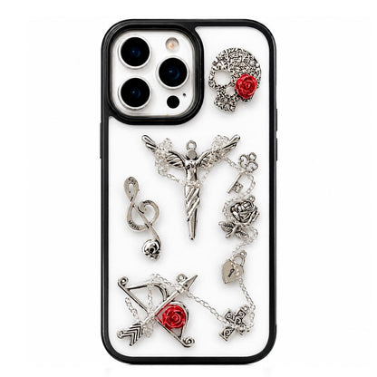For iPhone 14 Pro Max Skull Rose Pattern Shockproof PC Phone Case - Default - EDA009700616