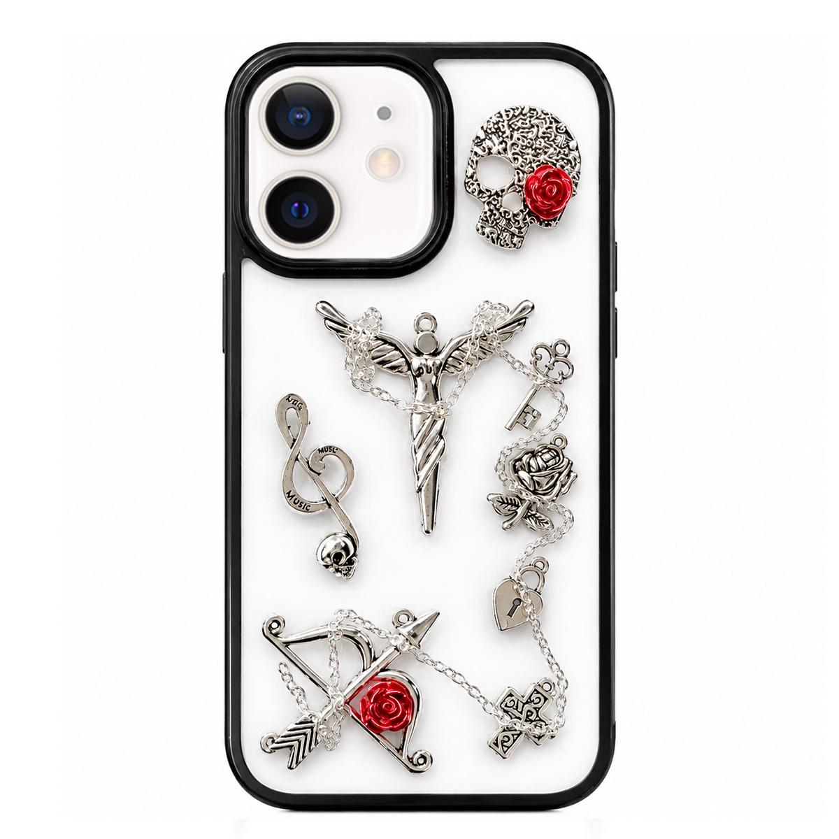 For iPhone 11 Skull Rose Pattern Shockproof PC Phone Case - Default - EDA009700623