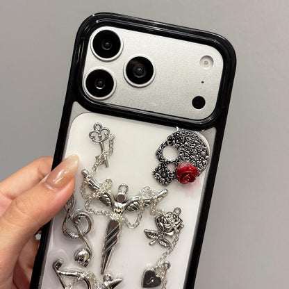 For iPhone 17 Pro Max Skull Rose Pattern Shockproof PC Phone Case - Default - EDA009700601