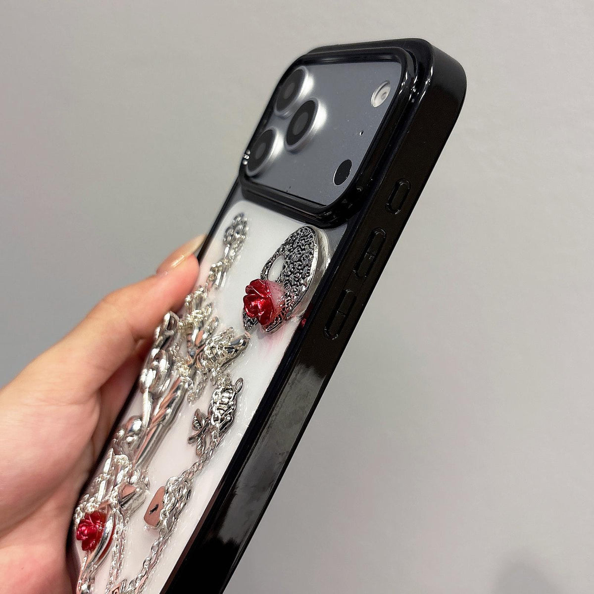 For iPhone 12 Pro Skull Rose Pattern Shockproof PC Phone Case - Default - EDA009700622