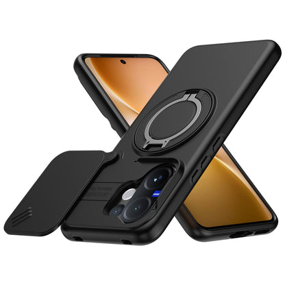 For vivo V60 5G Camera Sliding Shield Magnetic Rotation Holder Phone Case - Black - EDA009701102A