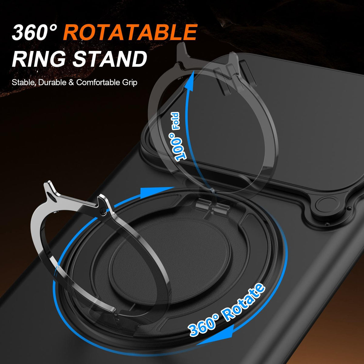 For vivo V60 5G Camera Sliding Shield Magnetic Rotation Holder Phone Case - Black - EDA009701102A