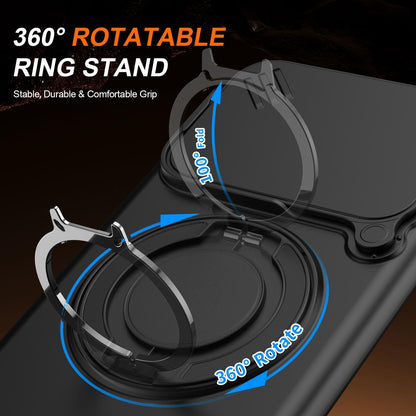 For vivo V60 5G Camera Sliding Shield Magnetic Rotation Holder Phone Case - Black - EDA009701102A