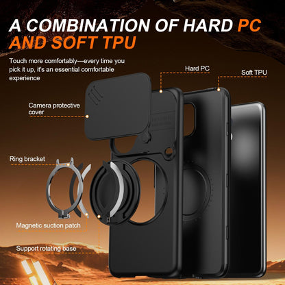 For vivo V60 5G Camera Sliding Shield Magnetic Rotation Holder Phone Case - Black - EDA009701102A