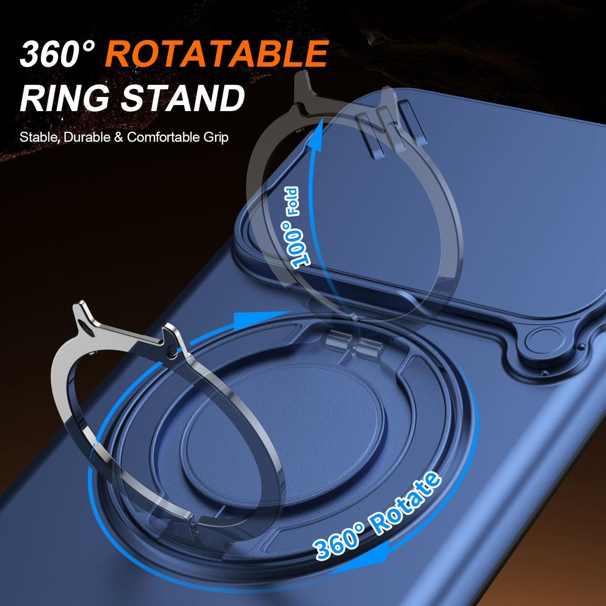For vivo V60 5G Camera Sliding Shield Magnetic Rotation Holder Phone Case - Blue - EDA009701102B