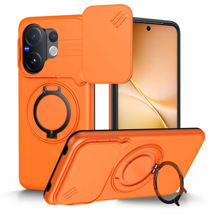 For vivo V60 5G Camera Sliding Shield Magnetic Rotation Holder Phone Case - Orange - EDA009701102C