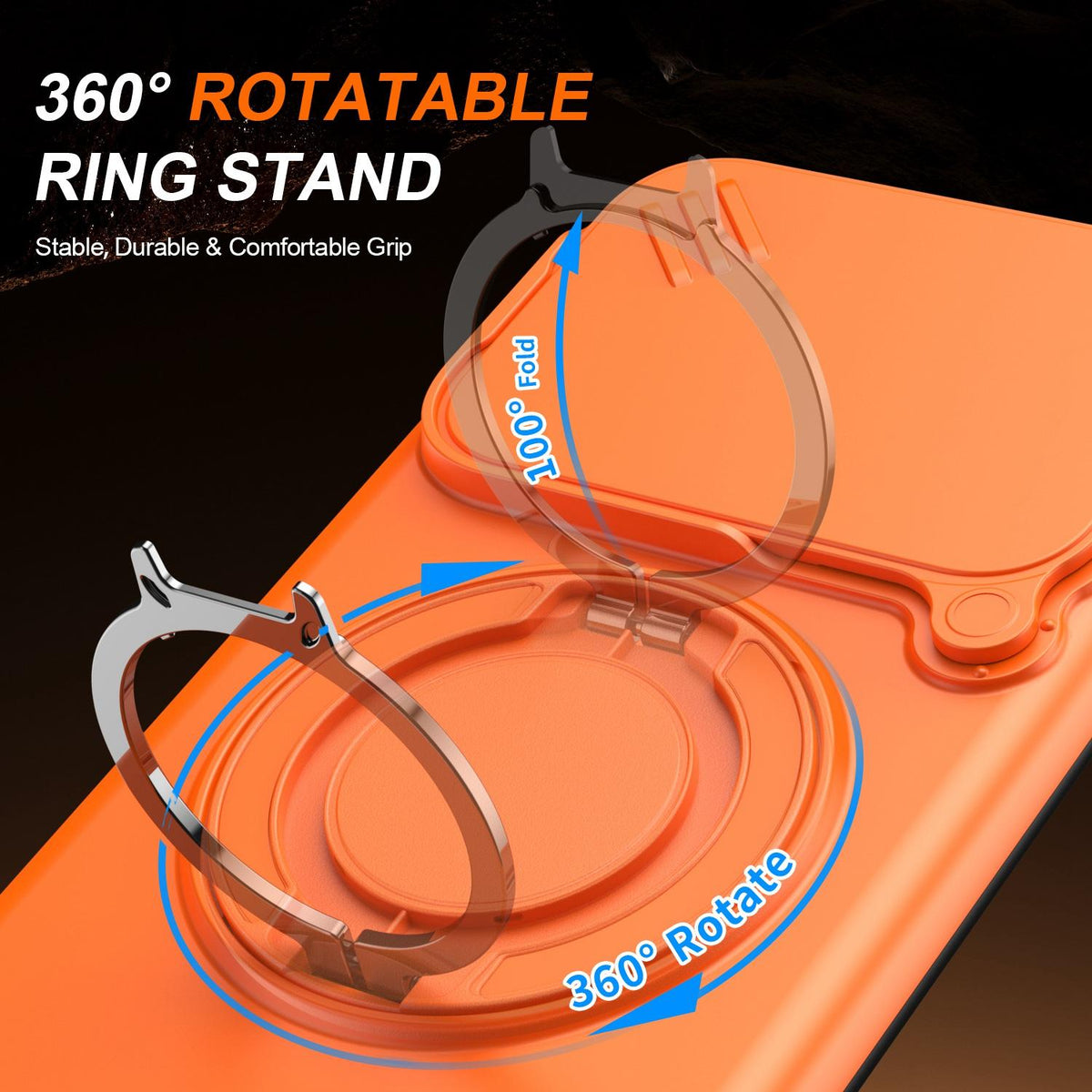 For vivo V60 5G Camera Sliding Shield Magnetic Rotation Holder Phone Case - Orange - EDA009701102C