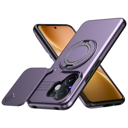 For vivo V60 5G Camera Sliding Shield Magnetic Rotation Holder Phone Case - Purple - EDA009701102D