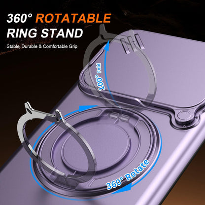 For vivo V60 5G Camera Sliding Shield Magnetic Rotation Holder Phone Case - Purple - EDA009701102D