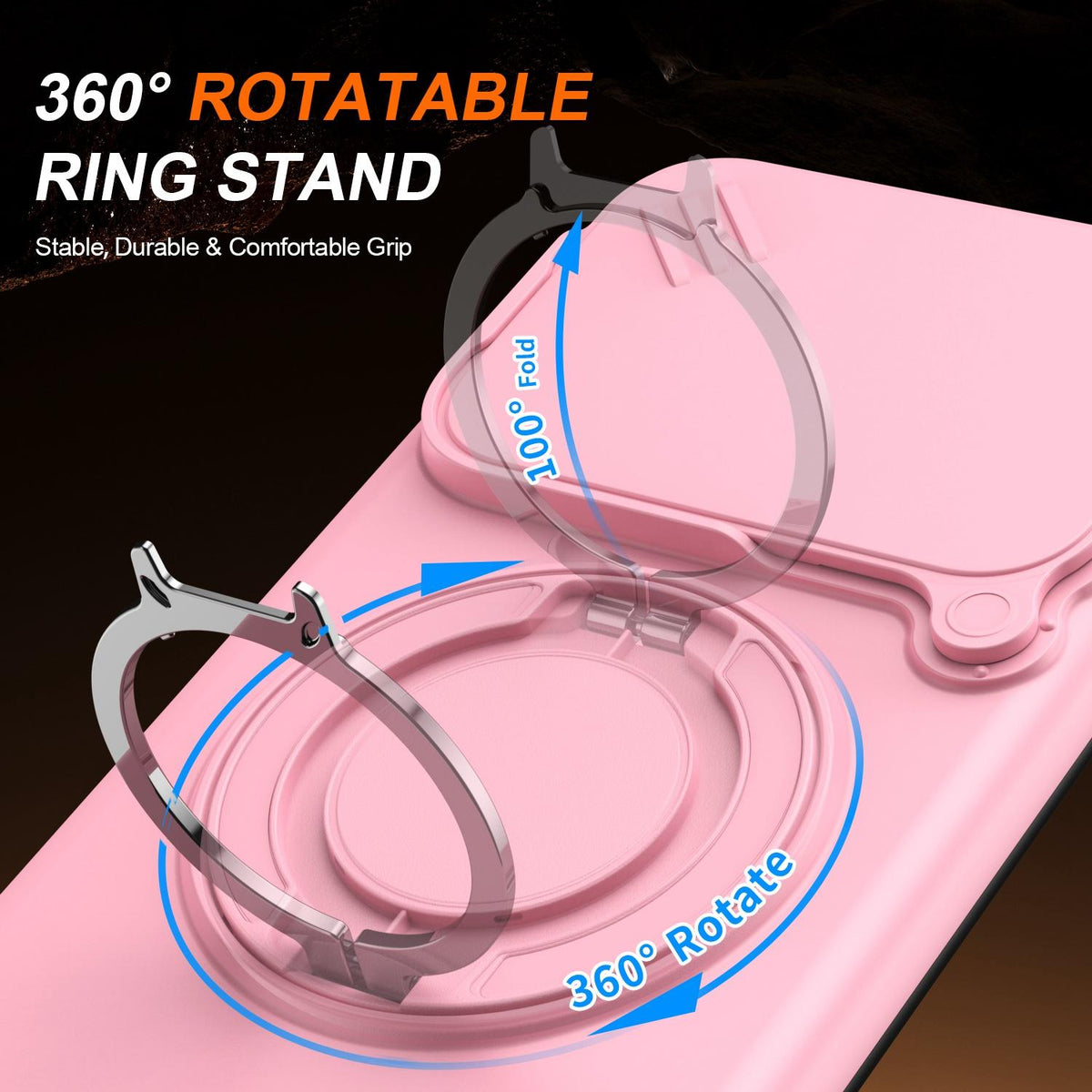 For vivo V60 5G Camera Sliding Shield Magnetic Rotation Holder Phone Case - Pink - EDA009701102E