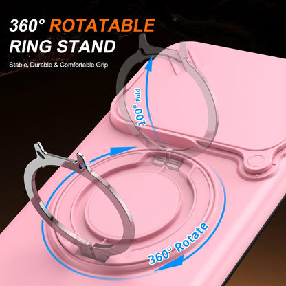 For vivo V60 5G Camera Sliding Shield Magnetic Rotation Holder Phone Case - Pink - EDA009701102E