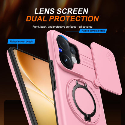 For vivo V60 5G Camera Sliding Shield Magnetic Rotation Holder Phone Case - Pink - EDA009701102E