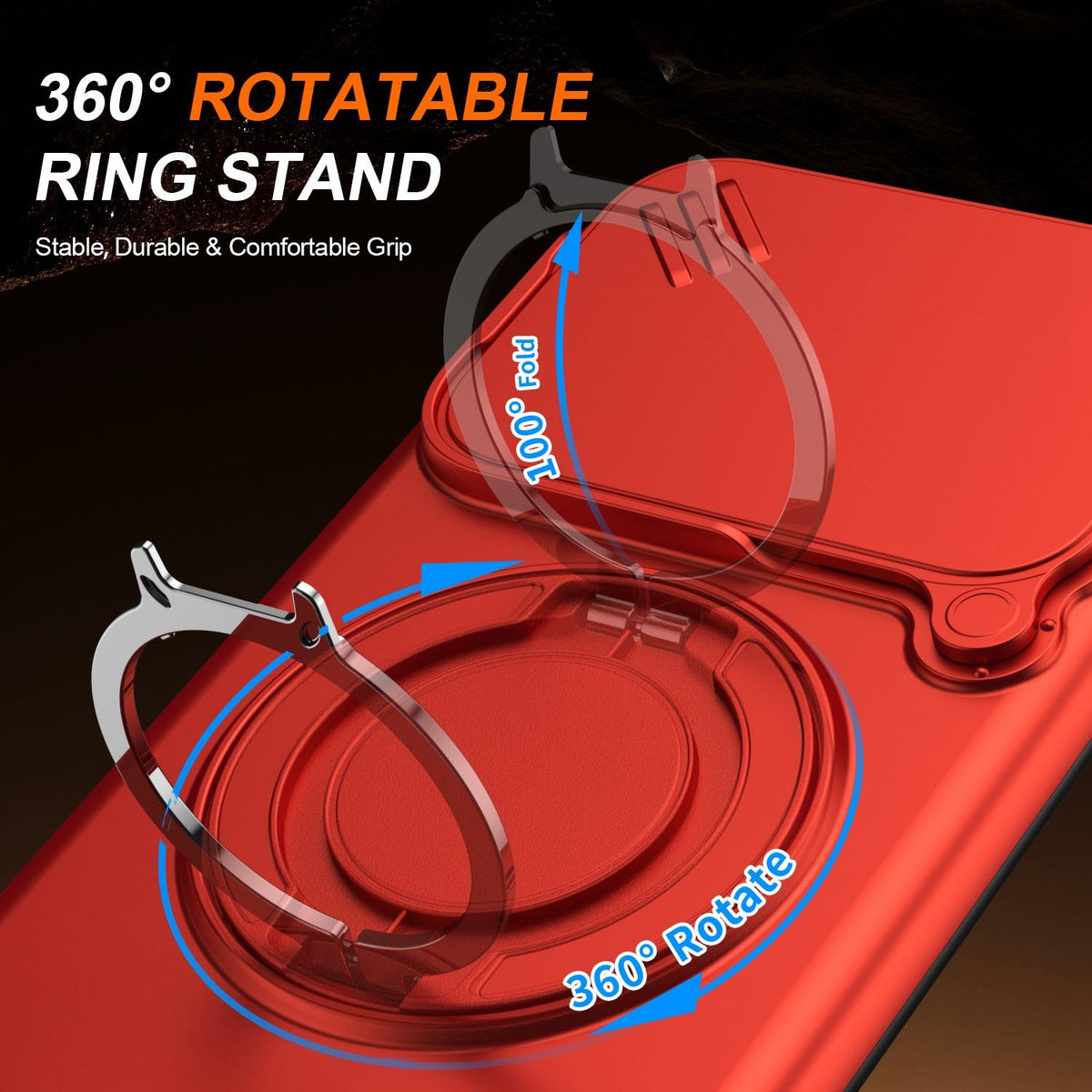 For vivo V60 5G Camera Sliding Shield Magnetic Rotation Holder Phone Case - Red - EDA009701102F