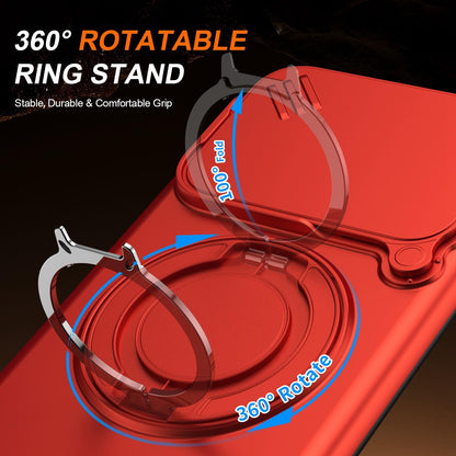 For vivo V60 5G Camera Sliding Shield Magnetic Rotation Holder Phone Case - Red - EDA009701102F