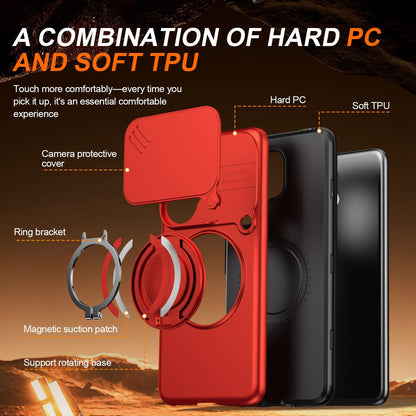 For vivo V60 5G Camera Sliding Shield Magnetic Rotation Holder Phone Case - Red - EDA009701102F