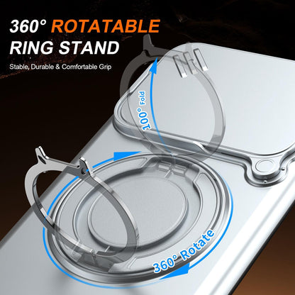 For vivo V60 5G Camera Sliding Shield Magnetic Rotation Holder Phone Case - Silver - EDA009701102G