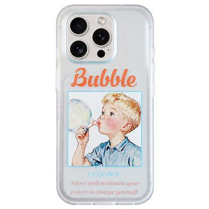 For iPhone 15 Pro Bubble Cute Couple Pic TPU Phone Case - Boy - EDA009701208B