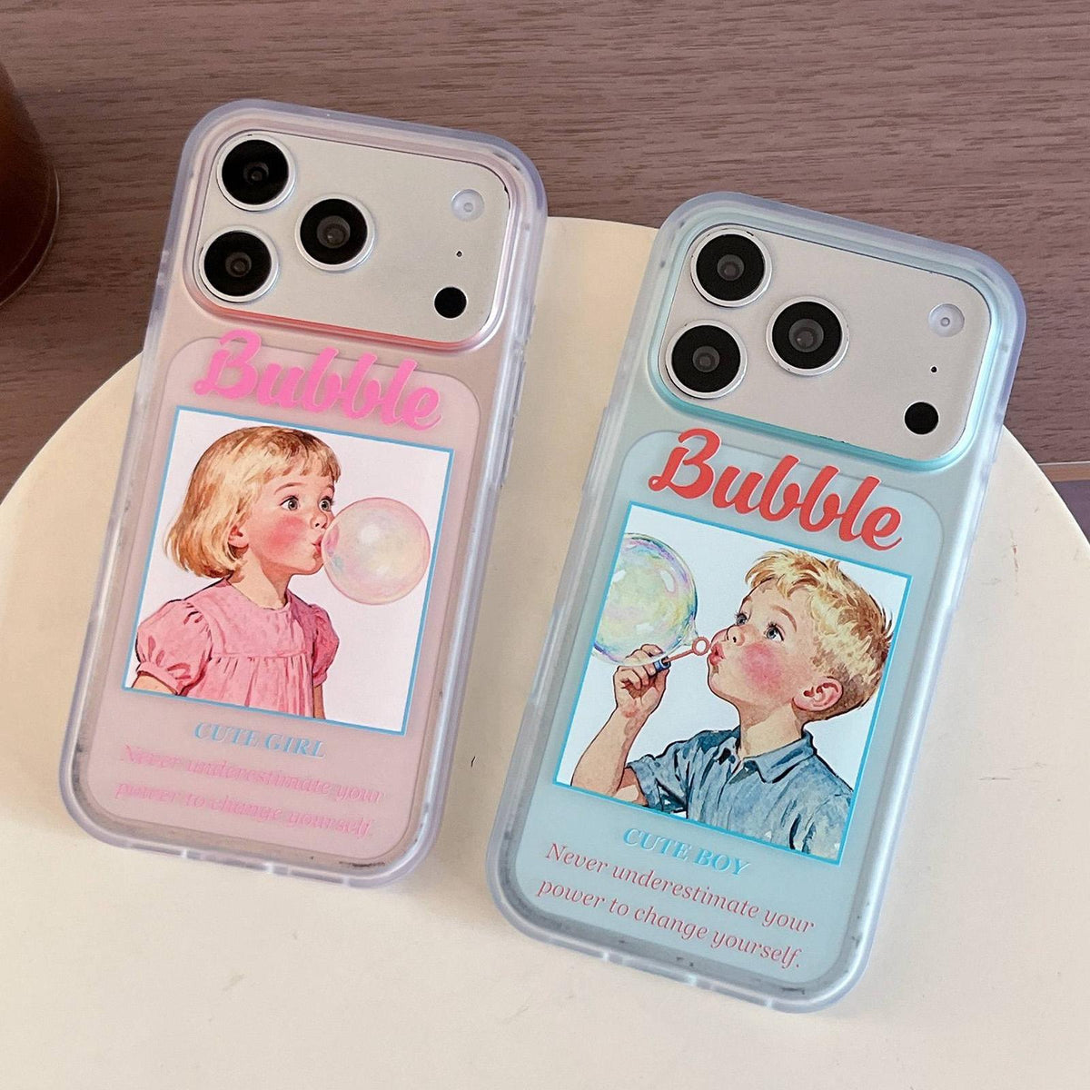 For iPhone 15 Bubble Cute Couple Pic TPU Phone Case - Girl - EDA009701209A