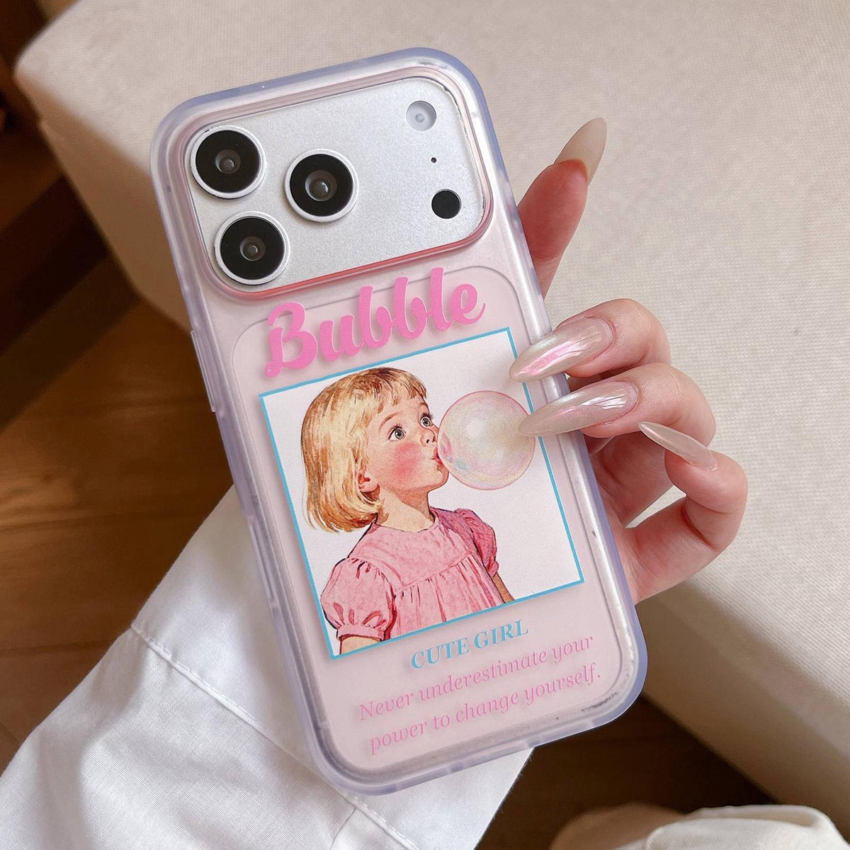 For iPhone 17 Pro Bubble Cute Couple Pic TPU Phone Case - Girl - EDA009701202A