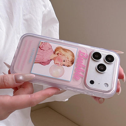 For iPhone 16 Pro Max Bubble Cute Couple Pic TPU Phone Case - Girl - EDA009701204A