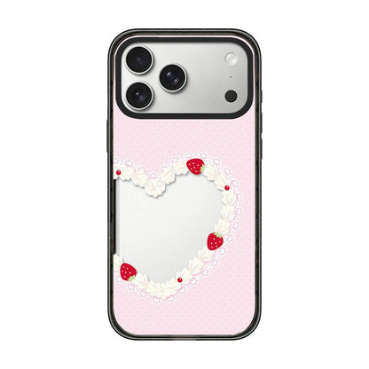 For iPhone 17 Pro Max Cream Cake Pattern Acrylic TPU Phone Case - Strawberry Cream Heart - EDA009701401C