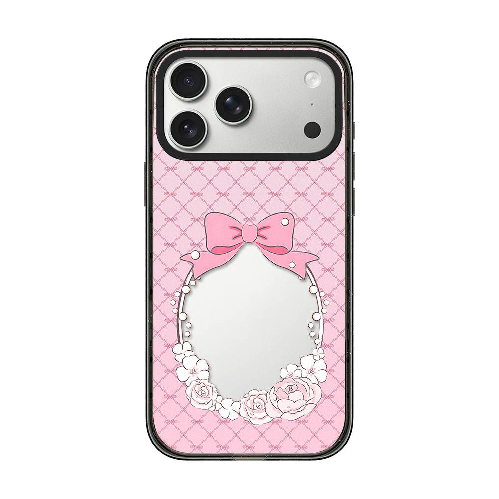 For iPhone 17 Pro Cream Cake Pattern Acrylic TPU Phone Case - Pearl Bow Flower - EDA009701402D