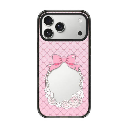 For iPhone 17 Pro Cream Cake Pattern Acrylic TPU Phone Case - Pearl Bow Flower - EDA009701402D
