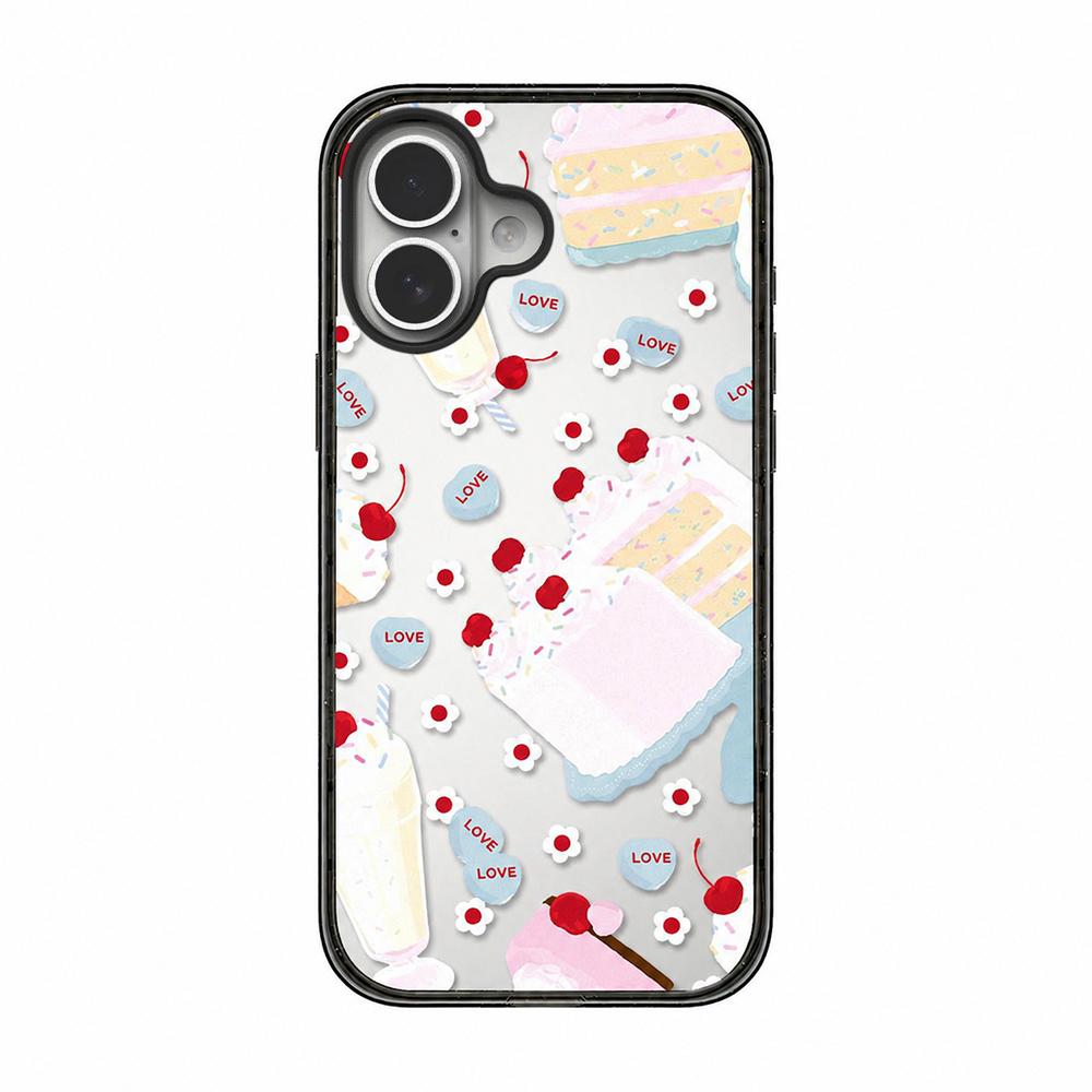 For iPhone 17 Cream Cake Pattern Acrylic TPU Phone Case - Cherry Cake - EDA009701403B