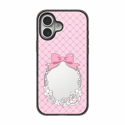 For iPhone 16 Plus Cream Cake Pattern Acrylic TPU Phone Case - Pearl Bow Flower - EDA009701407D