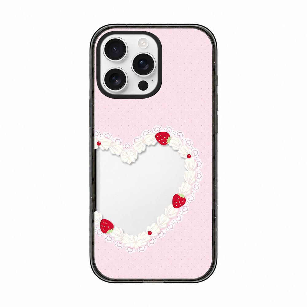 For iPhone 15 Pro Max Cream Cake Pattern Acrylic TPU Phone Case - Strawberry Cream Heart - EDA009701409C