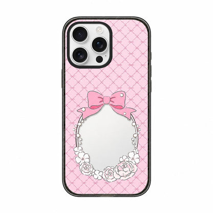 For iPhone 15 Pro Cream Cake Pattern Acrylic TPU Phone Case - Pearl Bow Flower - EDA009701410D